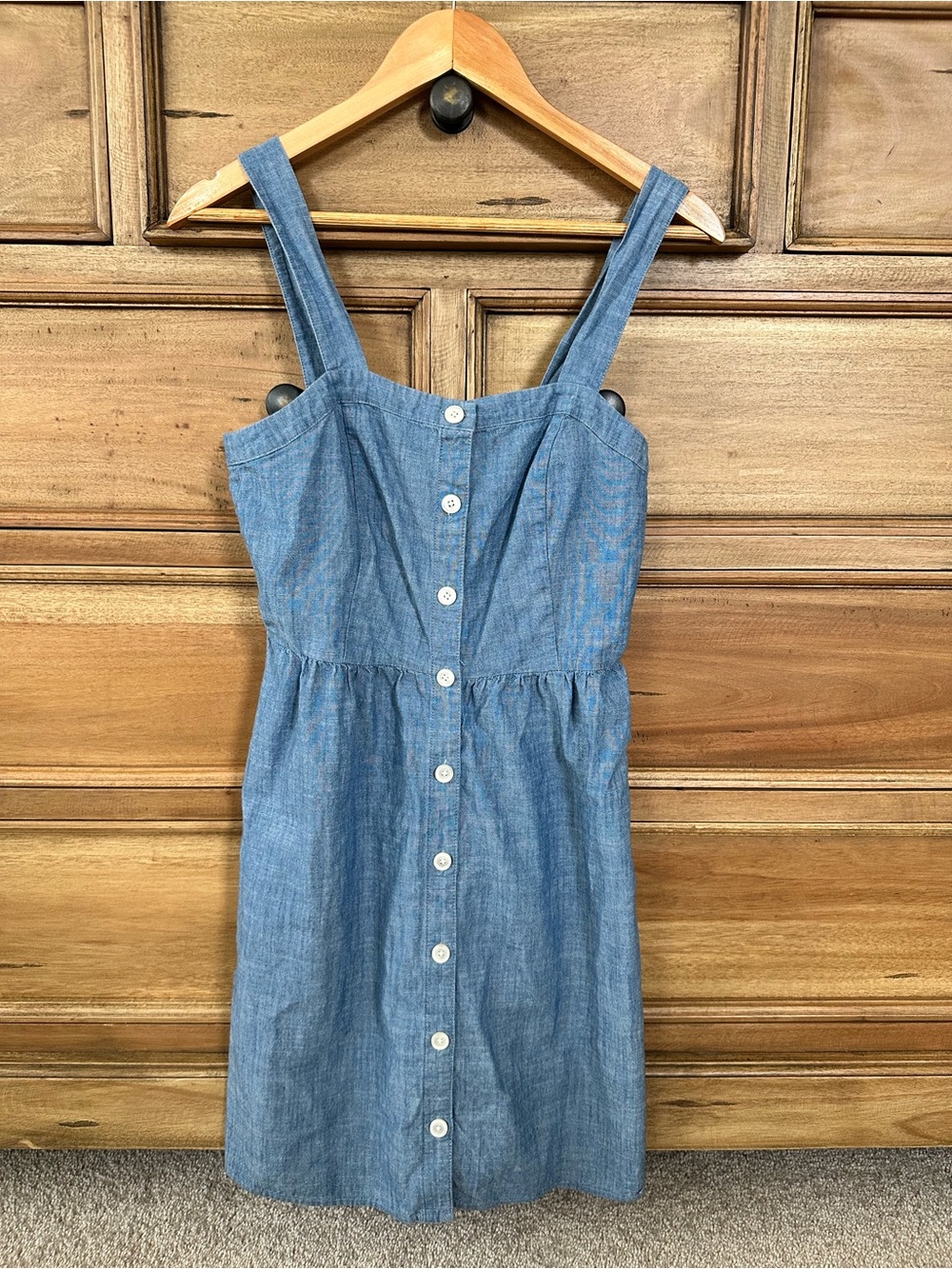 J. Crew Chambray Button-Front Mini Dress - Light Blue